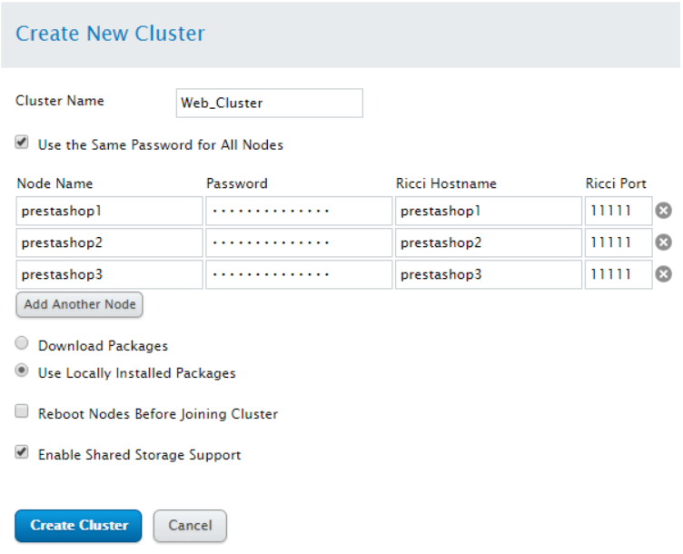 Prestashop MariaDB | Step 4: creating cluster for GFS2 | hevo data